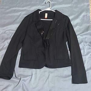 Ladies black dress blazer with sequin breast and pleated back